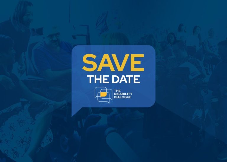 Save the date shout out and Disability logo